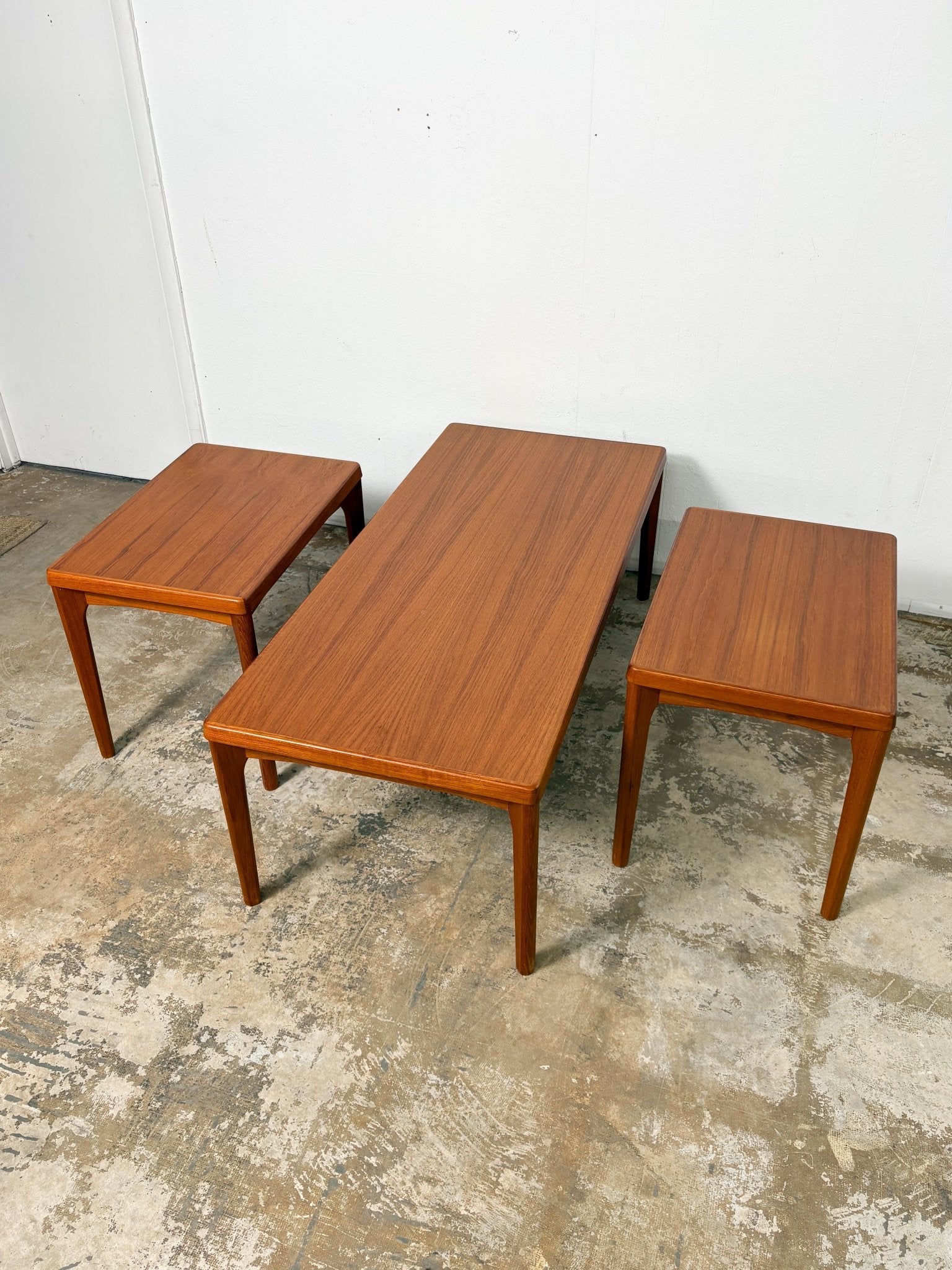 Danish Teak Coffee + Side Table Set, Vejle Stole – Rehaus