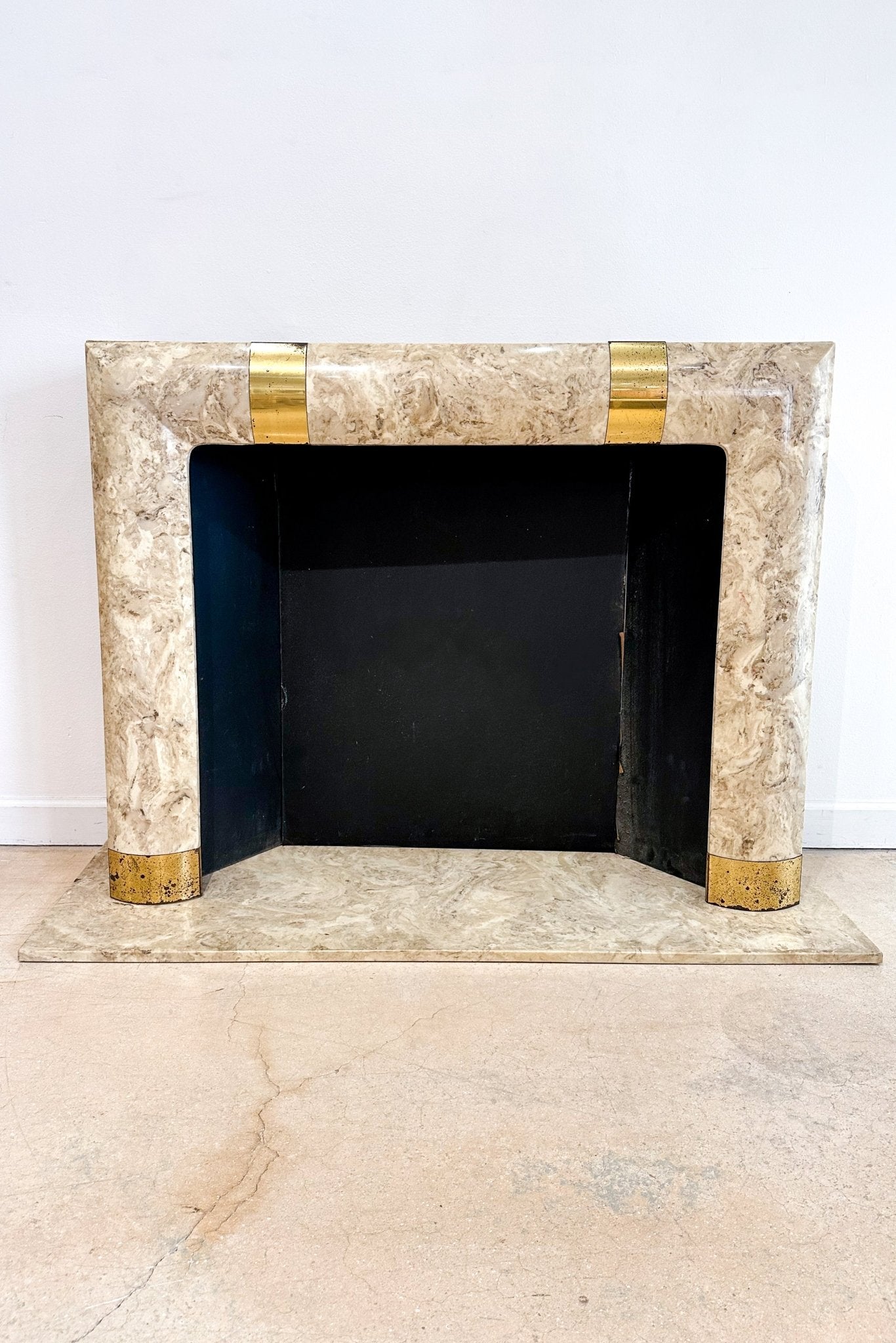 Marble + Brass Fireplace Surround Mantle - Rehaus