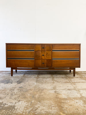 Walnut + Burl Lowboy Dresser