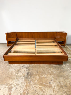 Danish Teak Tambour King Platform Bed, Bernhard Pedersen & Son