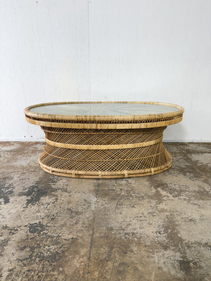 Rattan Hourglass Oval Coffee Table