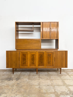MCM Tambour-door Stereo + Bar Hutch