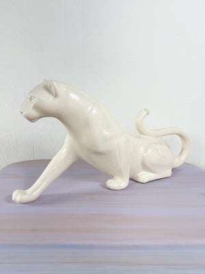White Ceramic Panther Sculpture