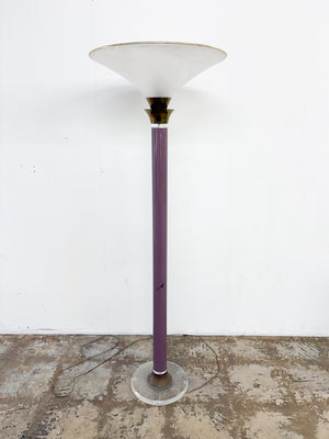 Purple + Brass Torchiere Fluted Floor Lamp