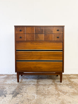 Walnut + Burl Tallboy Dresser