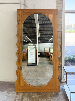 Massive Reclaimed Pine Zigzag Floor Mirror