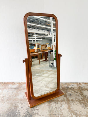 Teak Cheval Standing Floor Mirror