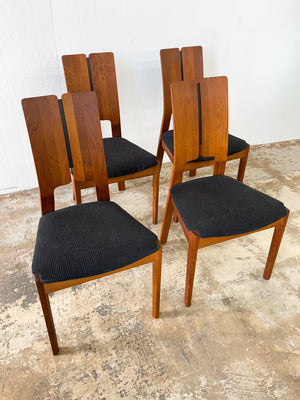 Teak + Black Duotone Dining Chairs (x4)
