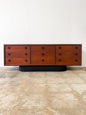 Canadian Teak + Rounded Black Plinth Lowboy Dresser