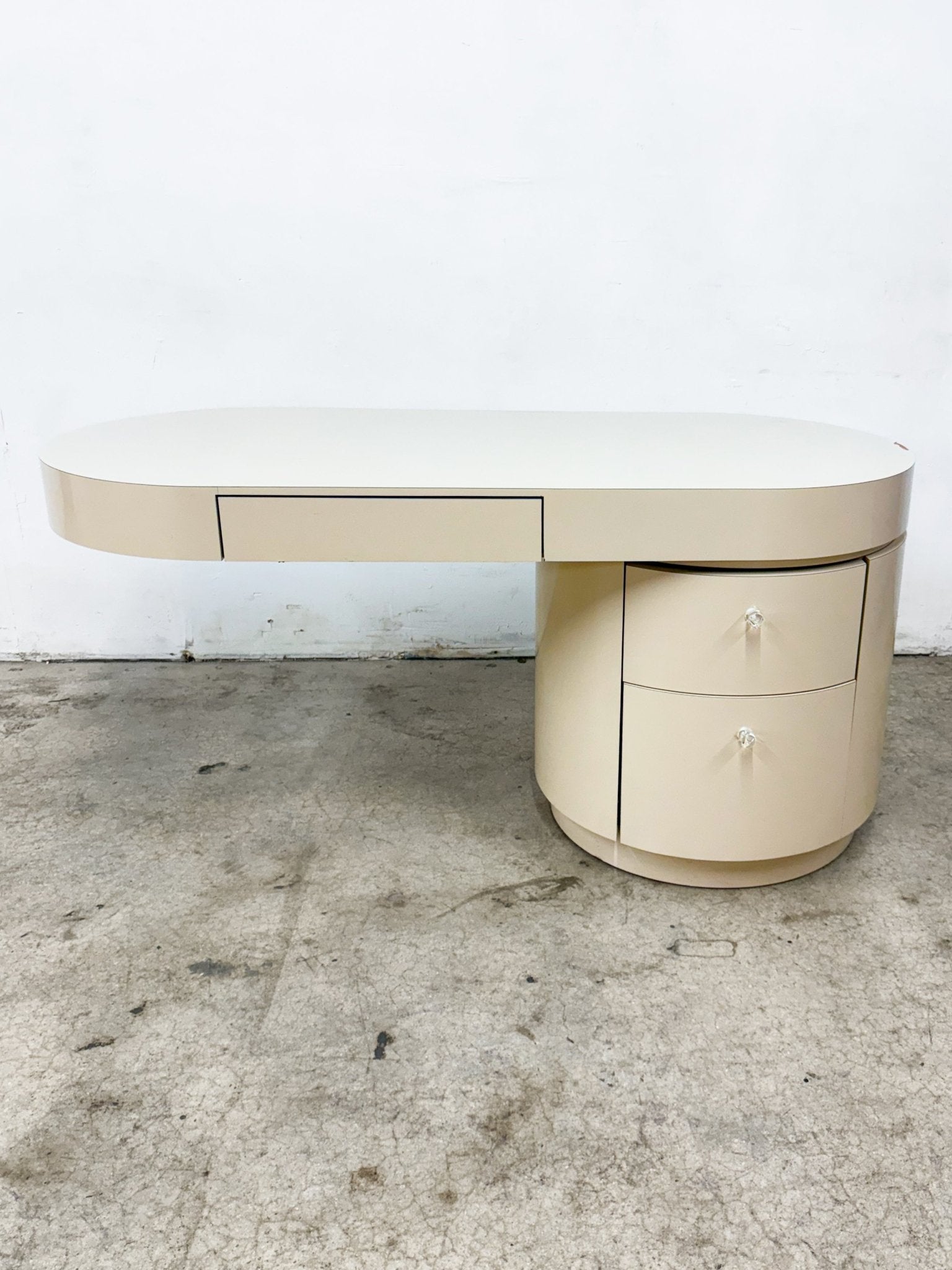 Beige Laminate Oval Desk - Rehaus
