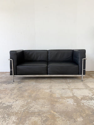 Black + Chrome Corbusier-style Loveseat