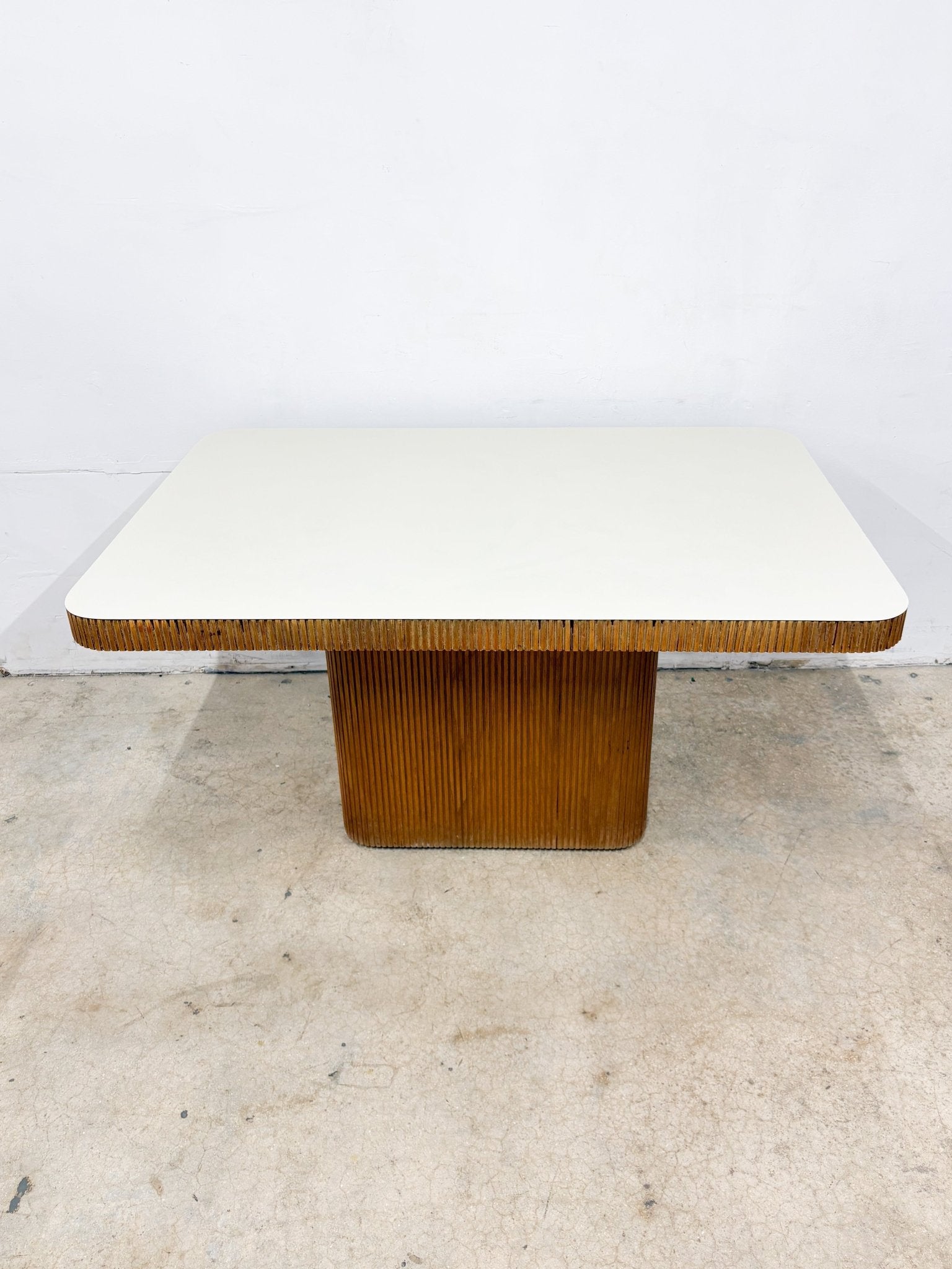 Boho Reeded Wood + Laminate Dining Table - Rehaus