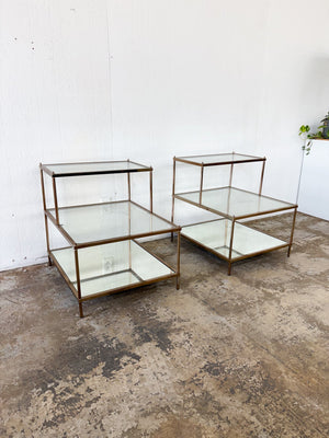 Brass + Mirror Side Tables (x2)
