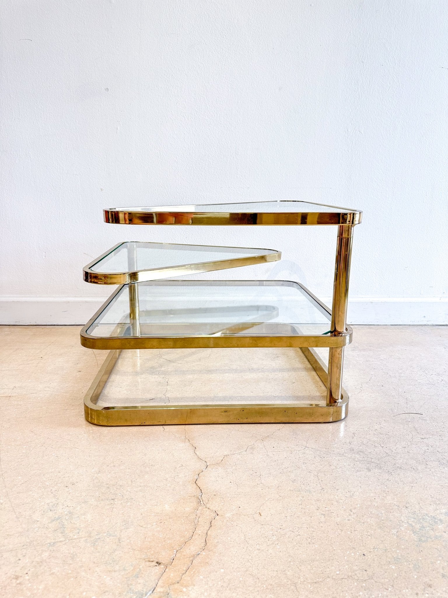 Brass Swivel Three-Level Coffee Table - Rehaus