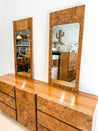 Burl Wood Lowboy Dresser + Mirrors, by Lane - Rehaus