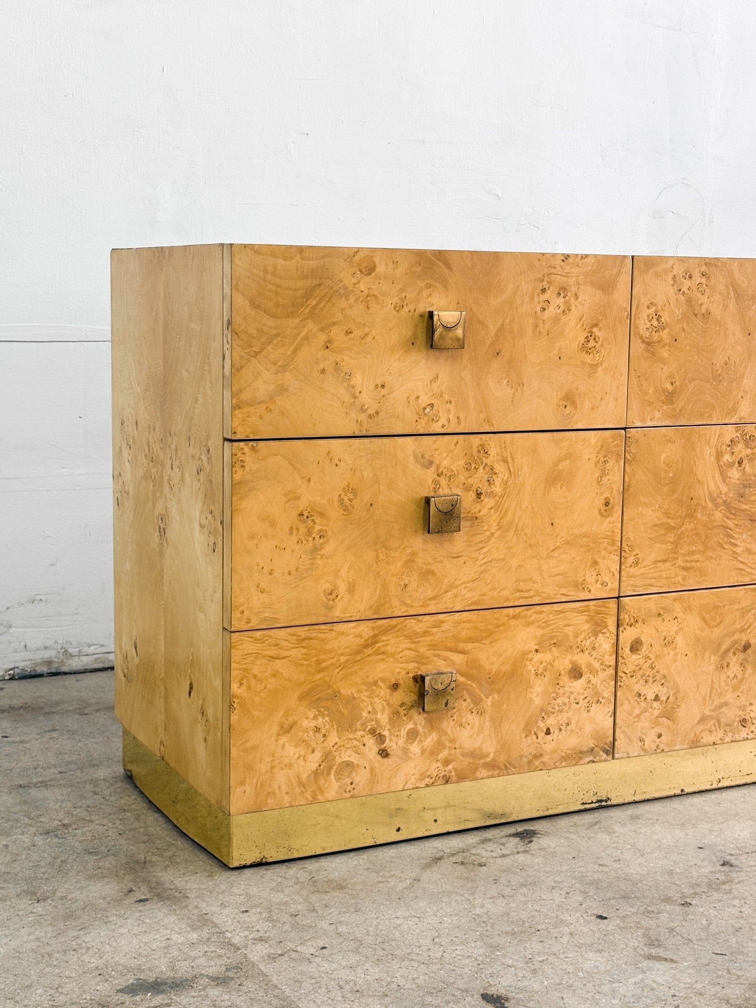 Burlwood + Brass Baughman - style Dresser, Founders - Rehaus