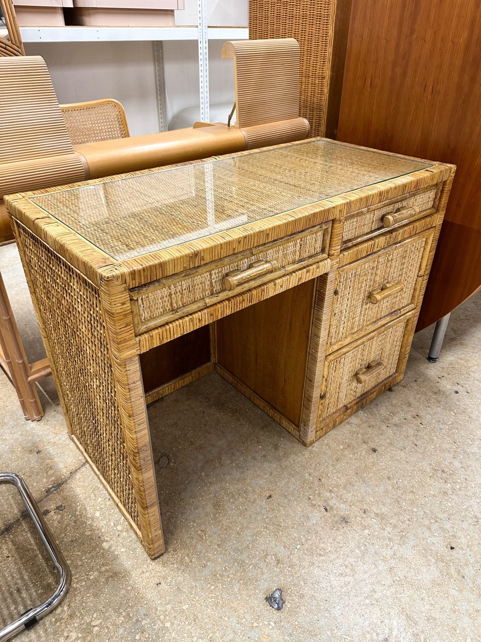 Coastal Rattan Wrapped Desk - Rehaus