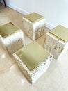 Coquina Coral Stone & Brass Coffee Table Base - Rehaus