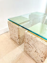 Coquina Coral Stone & Brass Coffee Table Base - Rehaus