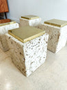 Coquina Coral Stone & Brass Coffee Table Base - Rehaus