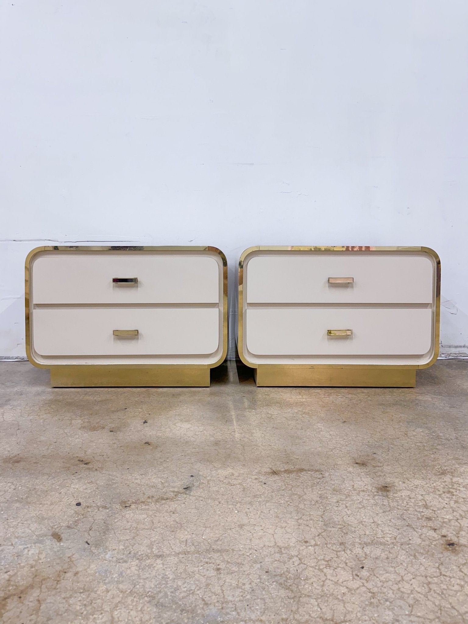 Creme Laminate + Gold Waterfall Nightstands - Rehaus