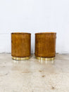 Cylindrical Burl Wood + Brass Side Tables - Rehaus