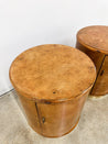 Cylindrical Burl Wood + Brass Side Tables - Rehaus