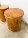 Cylindrical Burl Wood + Brass Side Tables - Rehaus