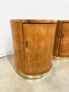 Cylindrical Burl Wood + Brass Side Tables - Rehaus