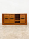 Danish 12 - Drawer Tambour Lowboy Dresser, Dyrlund - Rehaus