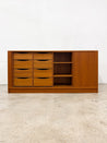Danish 12 - Drawer Tambour Lowboy Dresser, Dyrlund - Rehaus