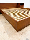 Danish Dark Teak Queen Platform Bed + Nightstands, Mobelfabrik - Rehaus