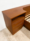 Danish Dark Teak Queen Platform Bed + Nightstands, Mobelfabrik - Rehaus