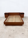 Danish Dark Teak Queen Platform Bed + Nightstands, Mobelfabrik - Rehaus
