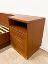 Danish Dark Teak Queen Platform Bed + Nightstands, Mobelfabrik - Rehaus