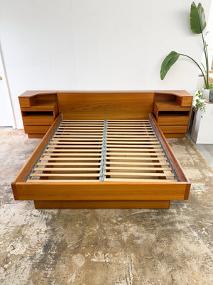 Danish Modern Queen Bed + Nightstands, Scan Coll