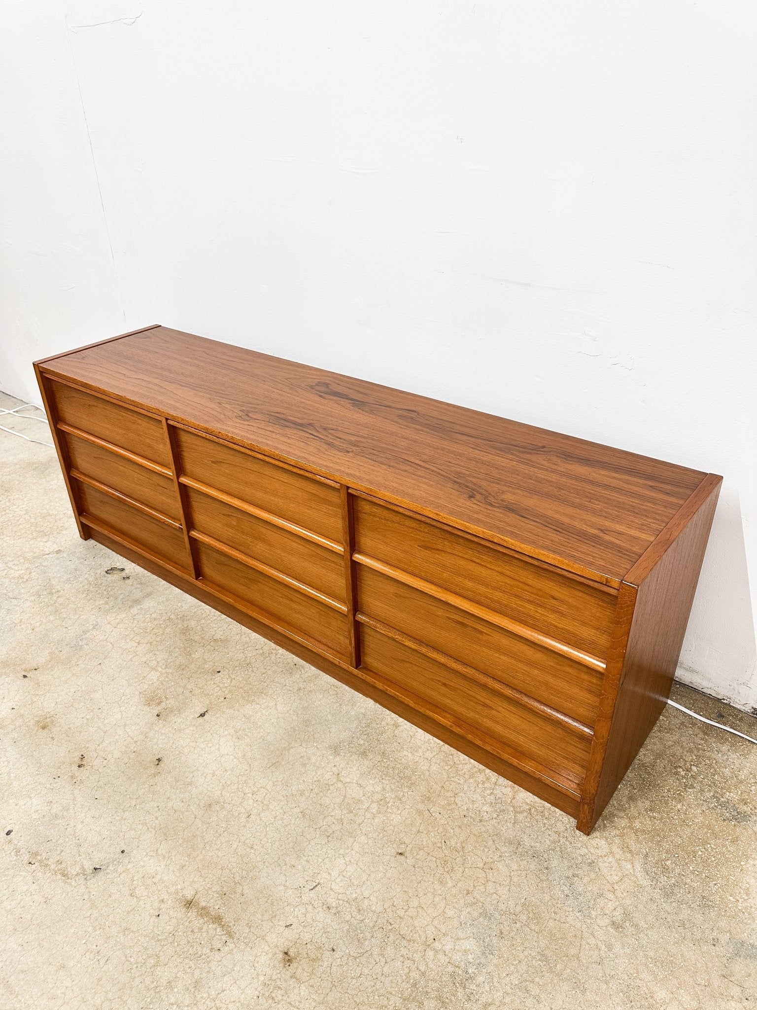 Danish Modern Teak Nine - Drawer Lowboy Dresser by Jesper - Rehaus