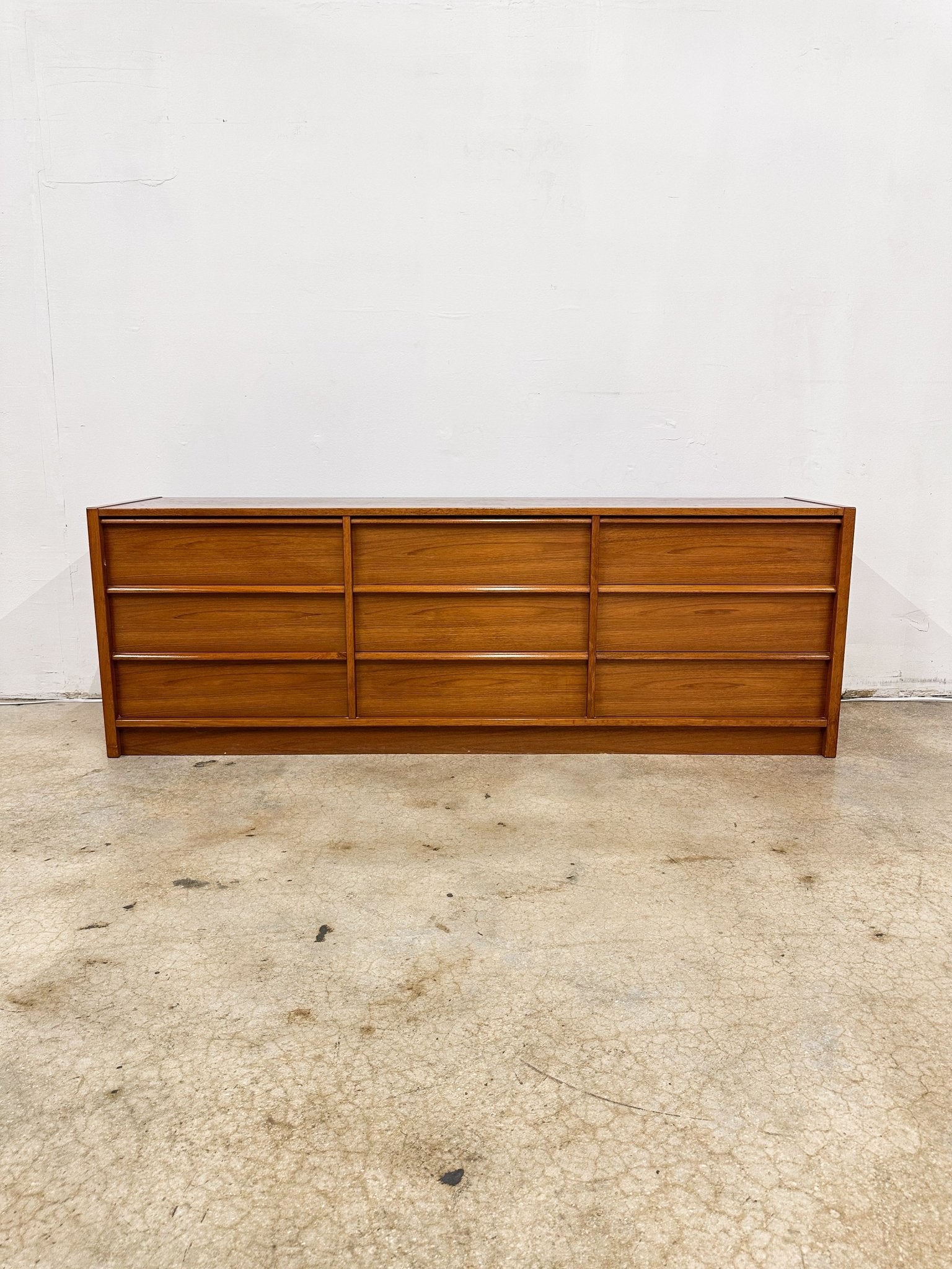 Danish Modern Teak Nine - Drawer Lowboy Dresser by Jesper - Rehaus