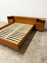 Danish Modern Teak Platform Bed + Nightstands, Queen - Rehaus
