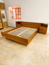 Danish Modern Teak Queen Platform Bed + Nightstands - Rehaus