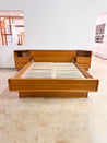 Danish Modern Teak Queen Platform Bed + Nightstands - Rehaus