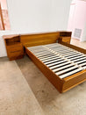 Danish Modern Teak Queen Platform Bed + Nightstands - Rehaus