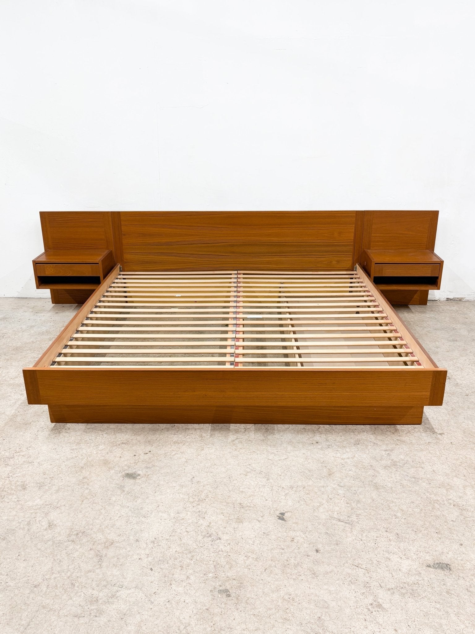 Danish Teak King Platform Bed + Nightstands - Rehaus