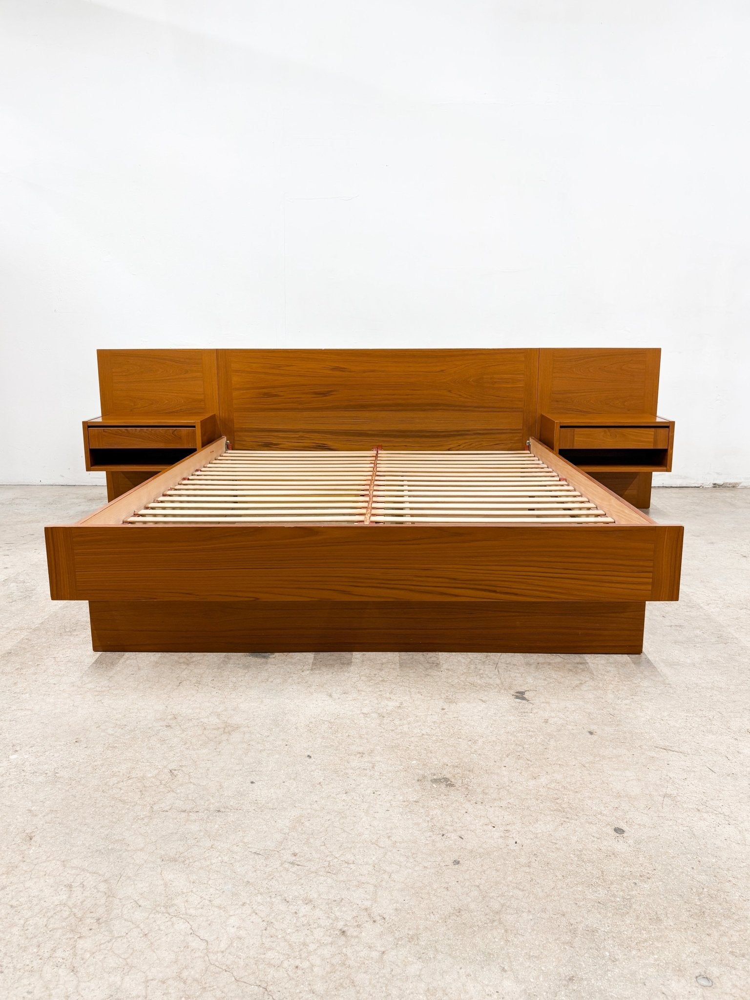 Danish Teak Platform Bed + Nightstands, Queen - Rehaus