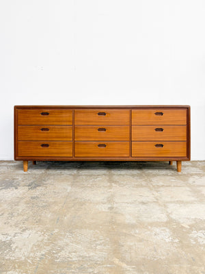 Danish Teak + Rosewood Inlay Lowboy Dresser