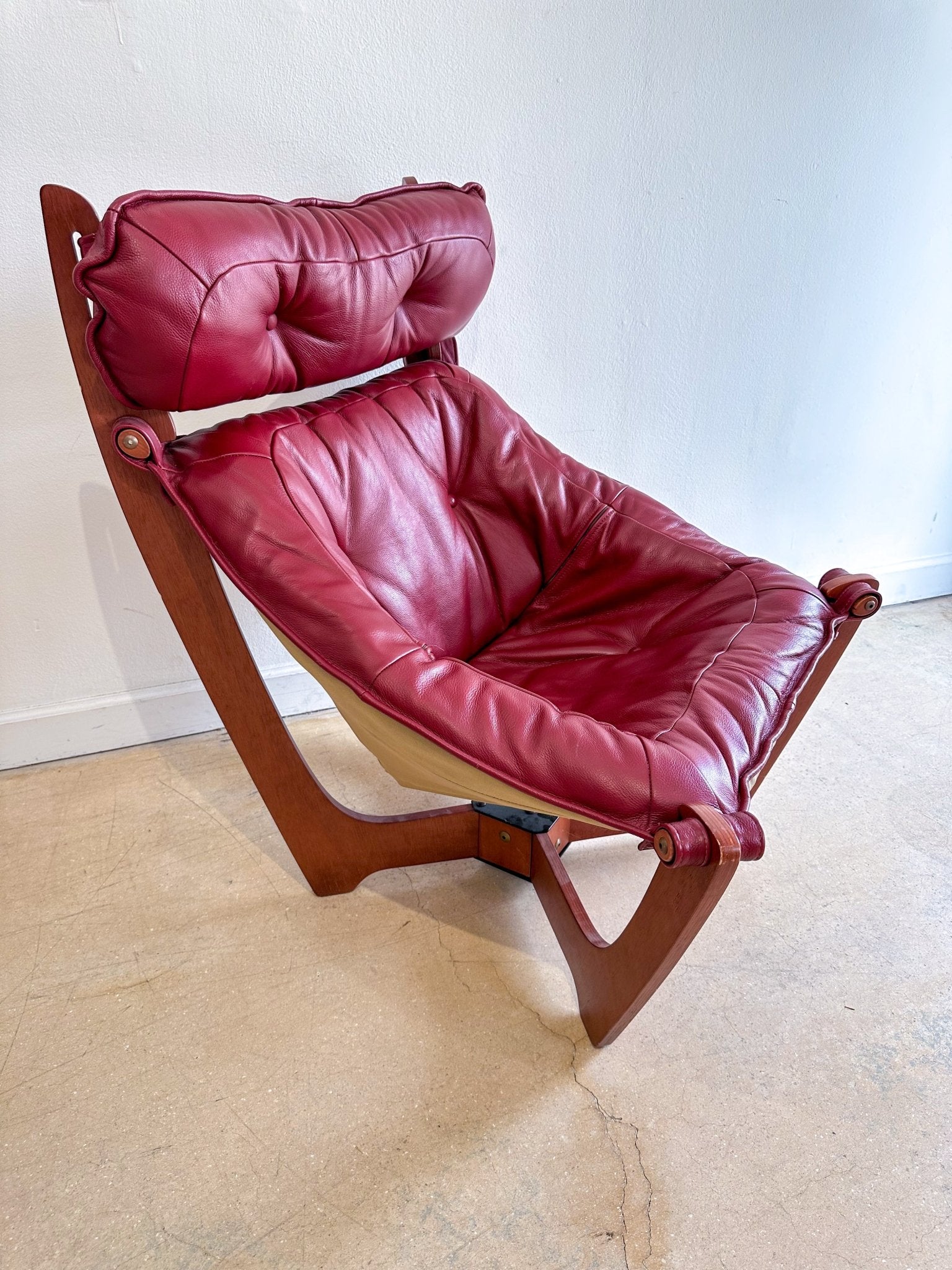 Dark Red Leather Luna Lounge Chair - Rehaus