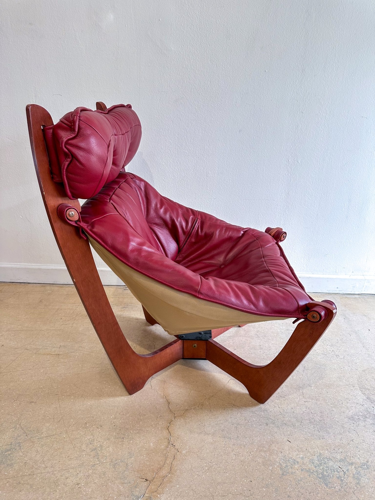 Dark Red Leather Luna Lounge Chair - Rehaus