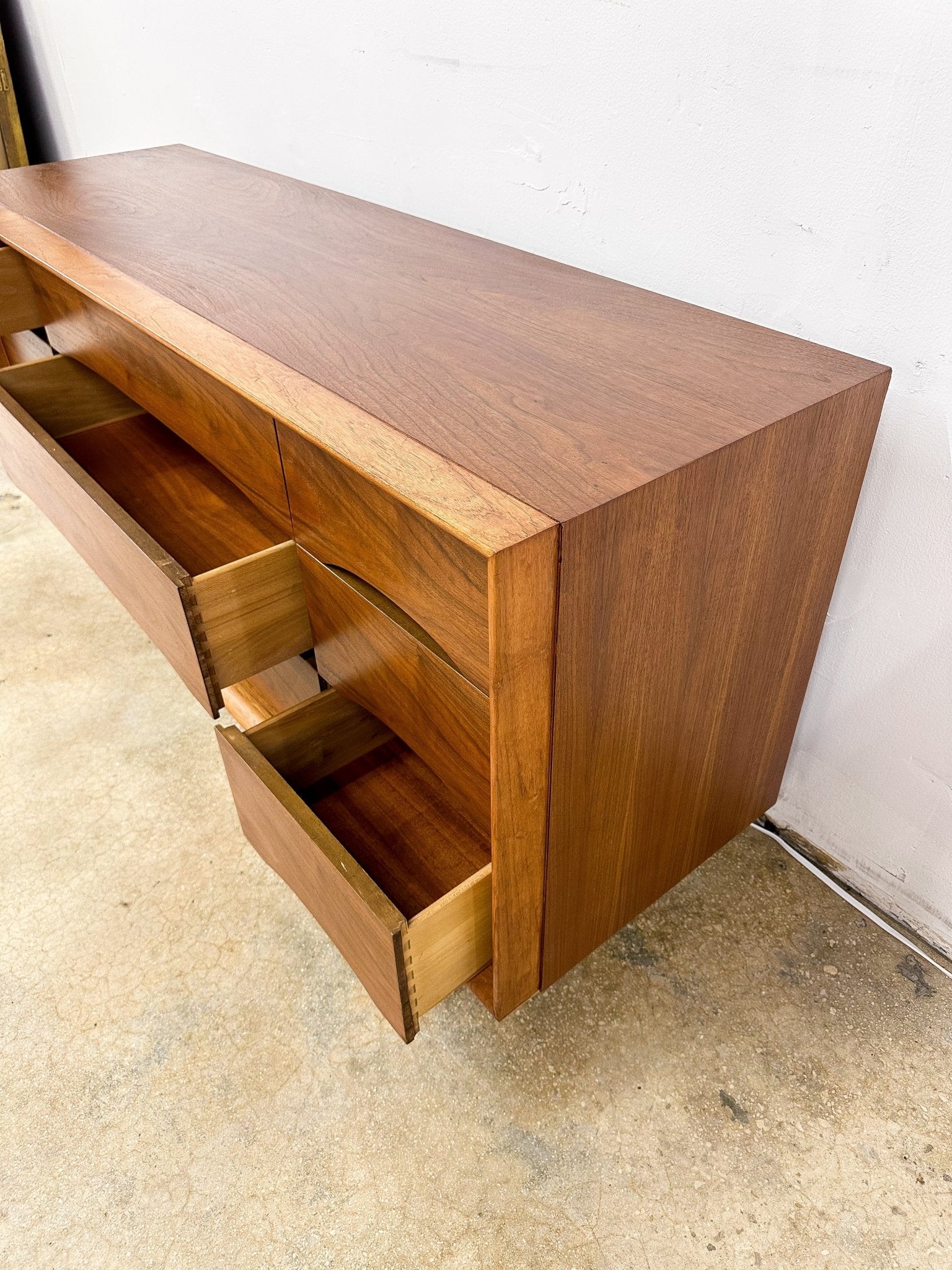 Elegante Walnut Lowboy Dresser, Kent Coffey Rehaus Elegante Walnut Lowboy Dresser, Kent Coffey Rehaus