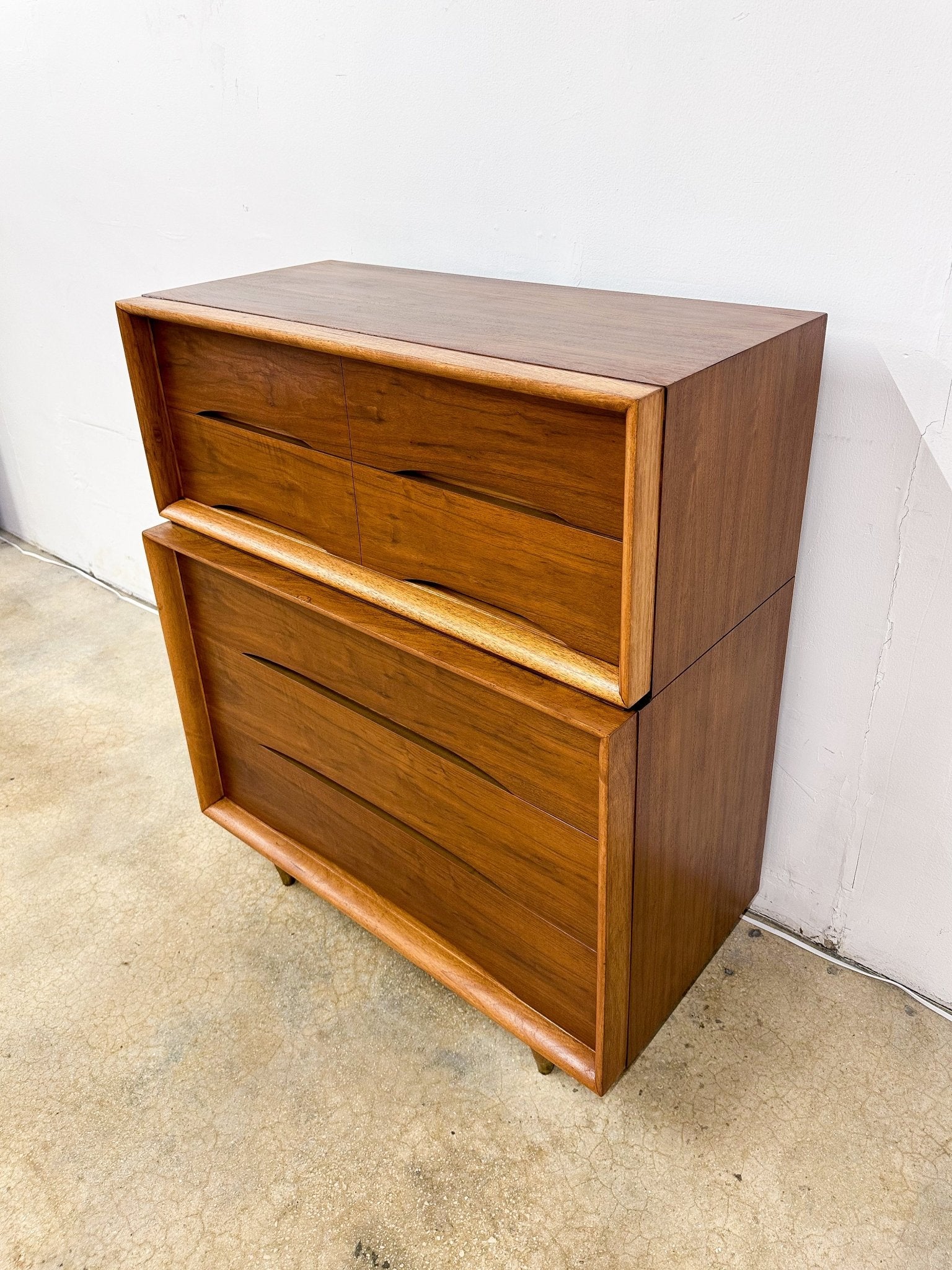 Elegante Walnut Tallboy Dresser, Kent Coffey Rehaus Elegante Walnut Tallboy Dresser, Kent Coffey Rehaus