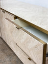 Ello Travertine + Brushed Brass Credenza - Rehaus